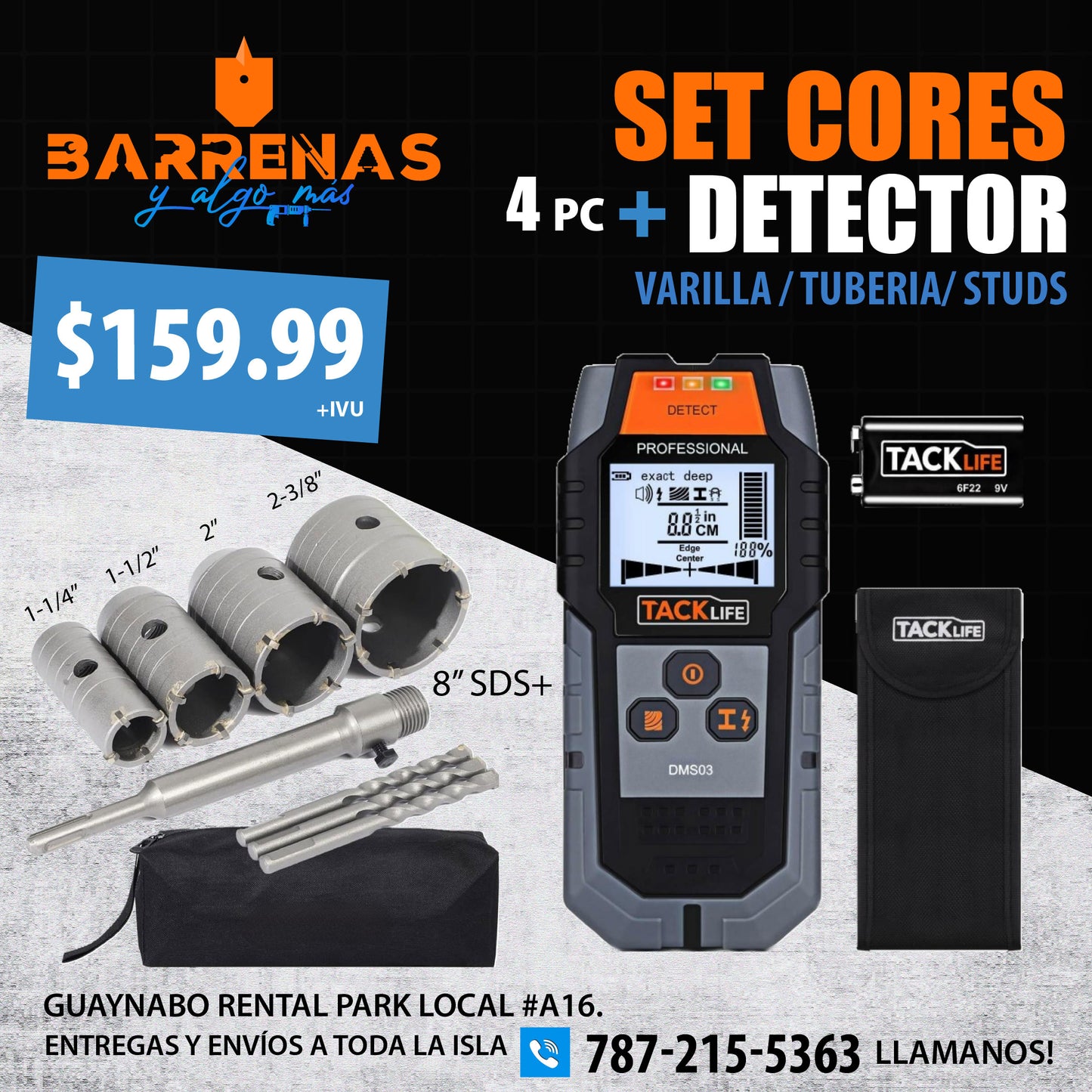 Kit Cores 4pc + Wall Scanner Detector varilla